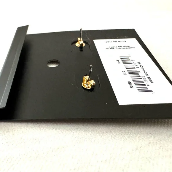 Coach Gold C Logo Stud Earrings with Crystals - Picture 4 of 7